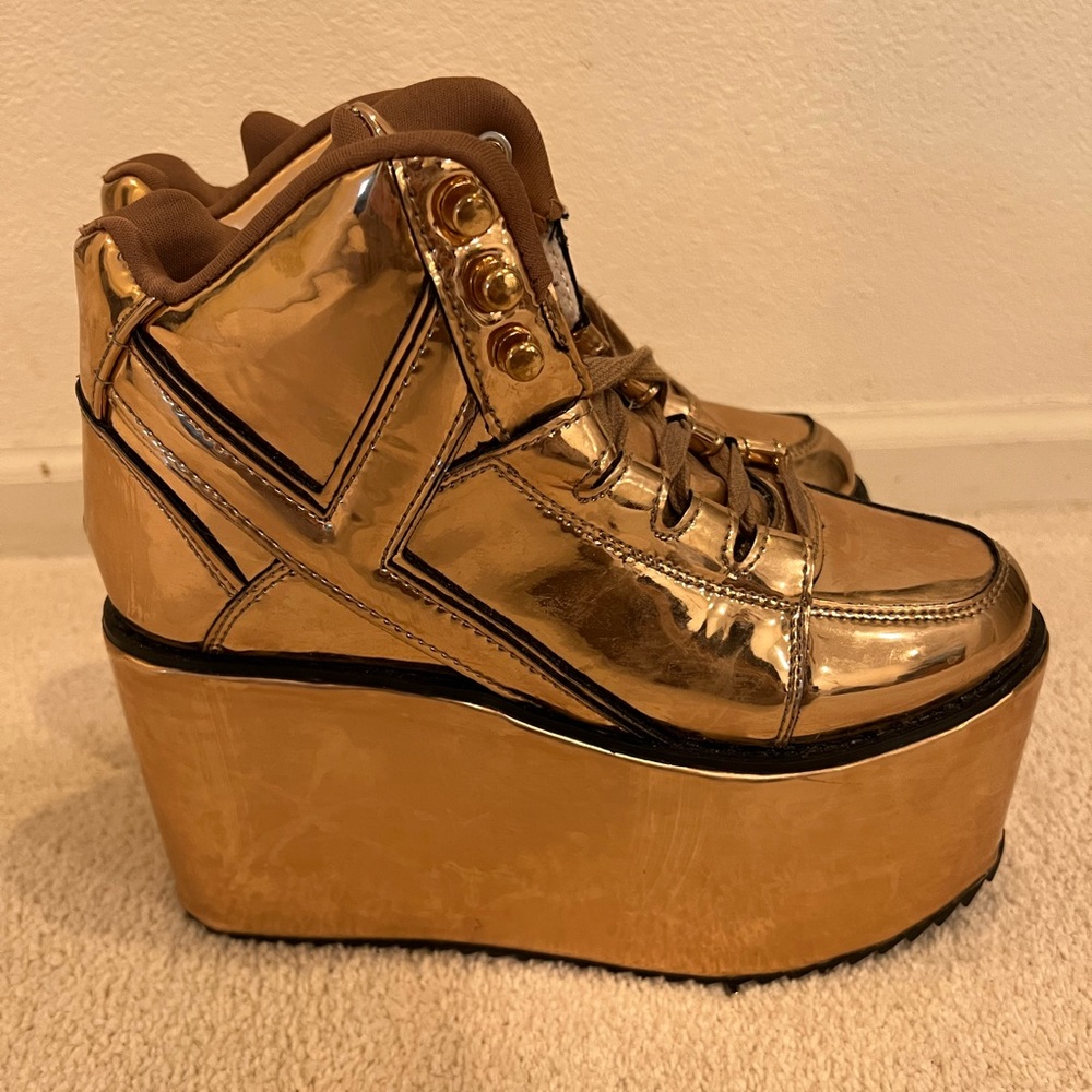 Rose gold platform sneakers